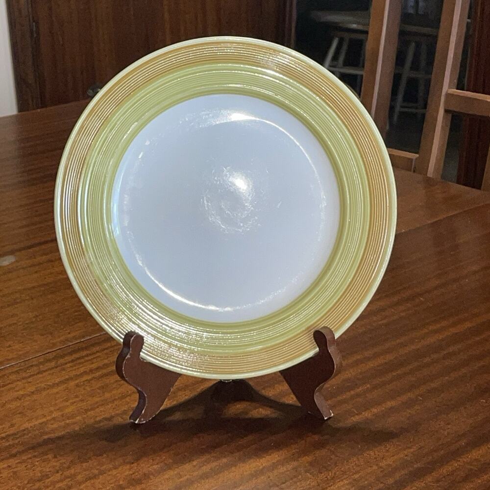 1970s Buttercup 10.5” Dinner Plates Set 5 Brady Bunch Avacado Orange White VTG